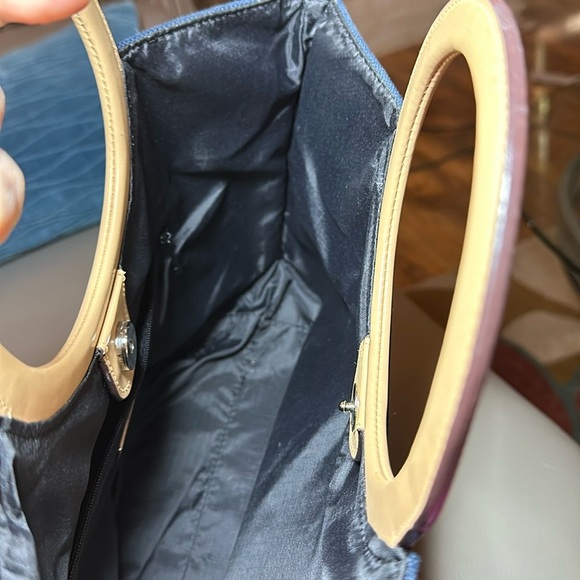 Vintage Amanda Smith Patriotic Navy Csnvas Bag w/Embroidered Stars. Etc - Picture 4 of 4